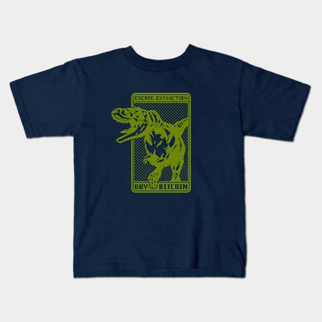 Bitcoin Escape Extinction Pixel Art Kids T-Shirt by CyberRex